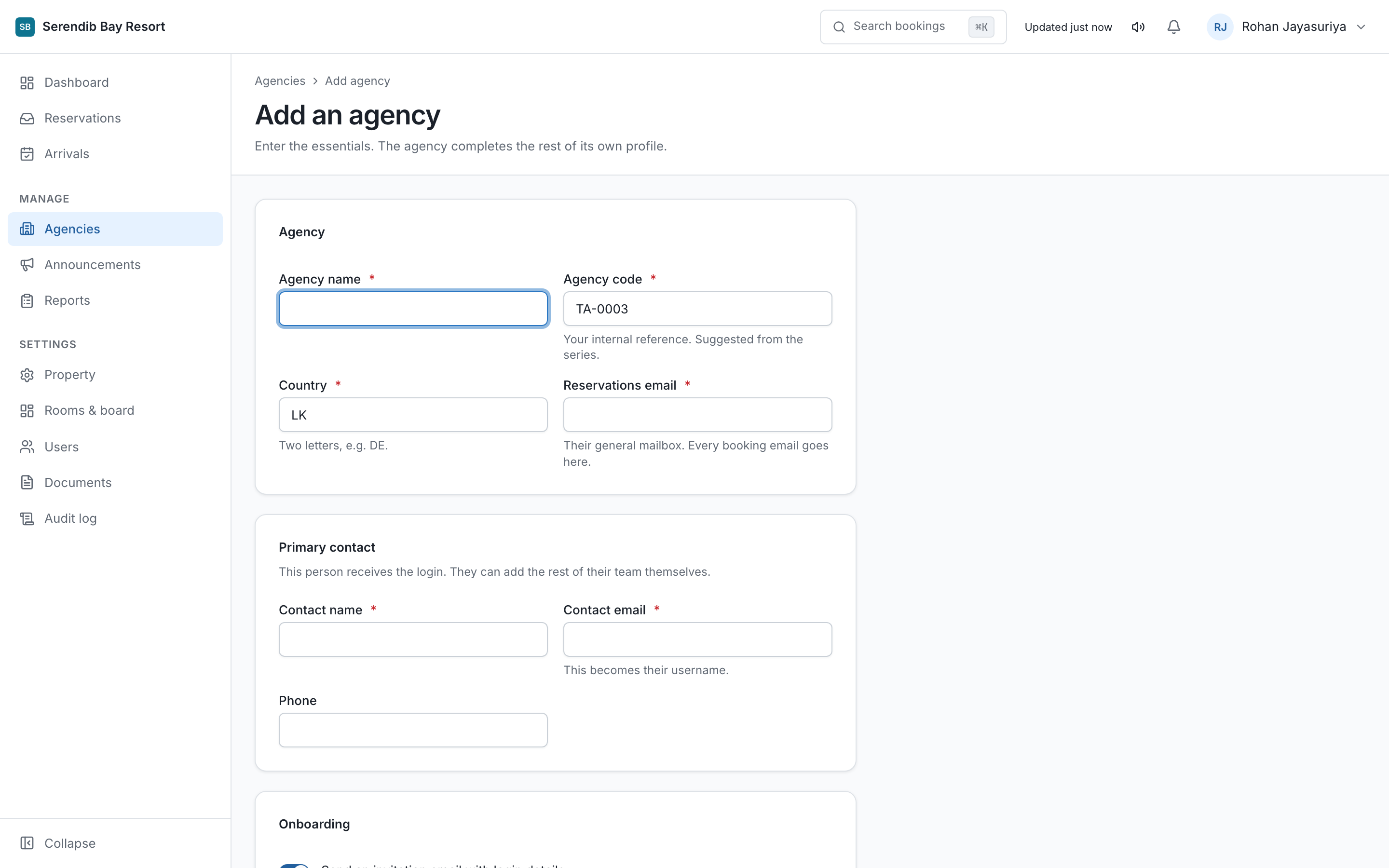 Adding an agency