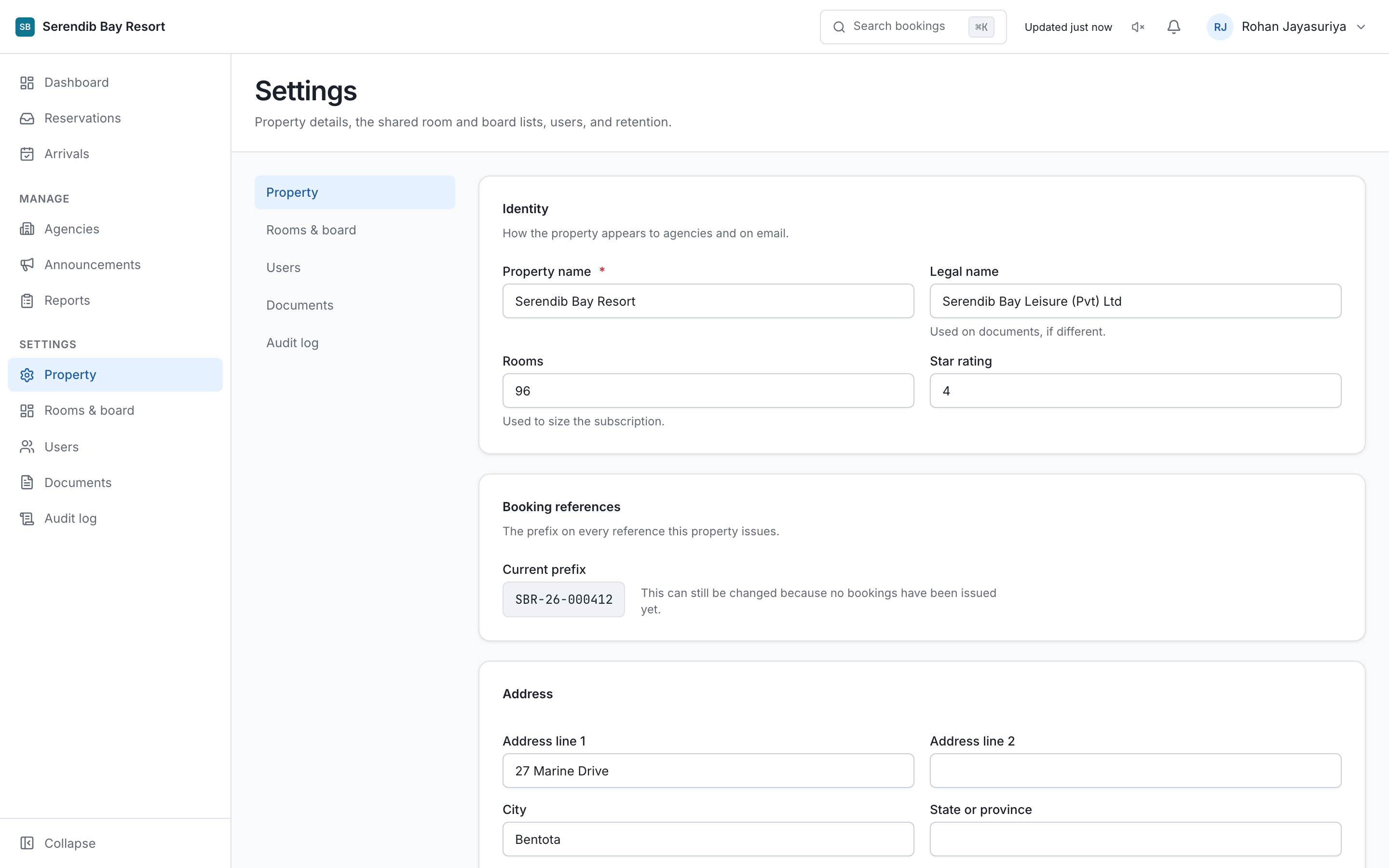 Property settings